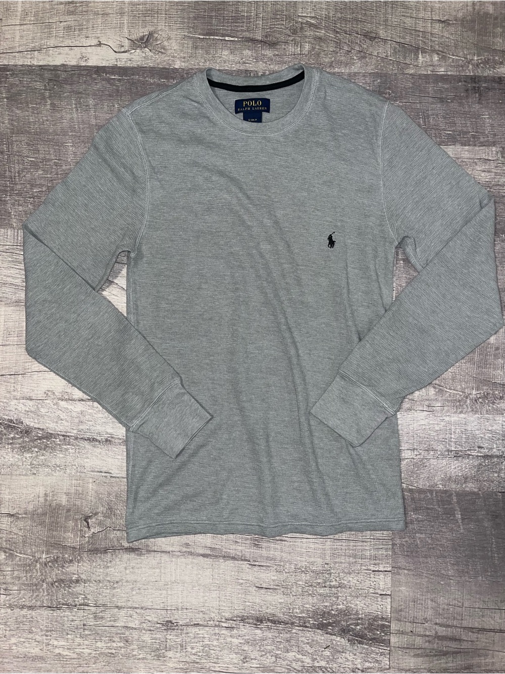 Polo Ralph Lauren Men’s Waffle Knit Crewneck Sweater Gray Polo Pony Emb S
